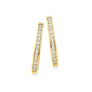 9ct Gold Diamond Hoop Earrings