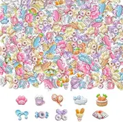 100pcs Slime Charms Fake Dessert Cute Set,Mixed Bulk Assorted Food Resin Flatback Cute Sets for DIY Crafts Making,Scrapbooking,Embellishments,Hair Clip (Multicolor)