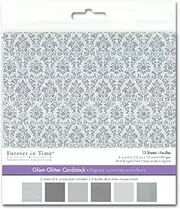 Glam Glitter Patterned Card Stock - 6 x 6 Inches - 12 Sheets of Silvery Patterns