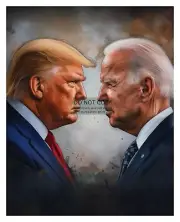PRESIDENT DONALD TRUMP & JOE BIDEN FACE-OFF STARE DOWN 8X10 AI PHOTO