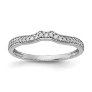 0.12ct. CZ Solid Real 14k White Gold Contoured Wedding Wedding Band Ring