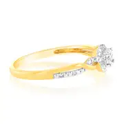Luminesce Lab Grown 9ct Yellow Gold 11 Brilliant Cut Diamonds Engagement Ring, Q