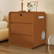 Nightstand with 2/3 Storage Drawers, Smart Bedside Table with Fingerprint Lock and Bluetooth Speaker, 2 USB Ports, Side End Bedside Table (Color : Orange, Size : 50 * 40 * 55cm)
