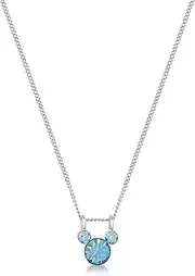 [Disney] Women's MARCH BIRTHSTONE NECKLACE Pendant Necklace, Silver, 40CM