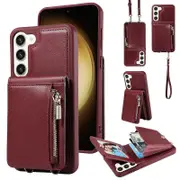 For Samsung Galaxy S23 RFID Blocking Case PU+TPU Kickstand Phone Cover with Wallet,Strap