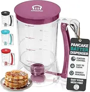 KPKitchen Pancake Batter Dispenser - Easy Pour Home Kitchen Gadgets - Perfect Baking of Cupcakes, Waffles, Cakes, Muffin Mix, Crepes, Donuts or Any Baked Goods - Bakeware Maker with Measuring Label