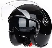 JIEKAI 818 Open Face Motorcycle Helmet, ECE 22.06 Approved, Half Casco, Black, Ideal for Motorcycle, Scooter, Moped, ATV, UTV, Touring Bike
