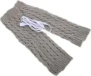 [Abaodam] 1Pair Electric Heated Knitted Leg Warmers for Outdoor Activities USB Powered Thermal Socks for Men Women for Winter Sports Hiking Riding Stylish Grey Cable Knit Design