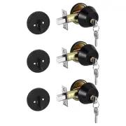 3Pcs Single Cylinder Deadbolts Exterior Door Lock with Different Keys Black