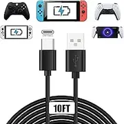 10FT Type C Charger Cord Charging Cable Wire for Xbox Series X/S and Xbox Elite Wireless Controller Series 2,for Nintendo Switch/Switch OLED Model,PS5 DualSense Wireless Controllers Charger Power Cord