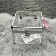 Caboodles Clear Acrylic With Stars Medium Train Make-up Case Logo 7.75”x7”x6.5”