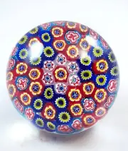 M Design Art Blown Glass Rainbow Millefiori Paperweight PP-0199