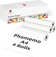 Phomemo M832 Thermal Printer Paper 4 Rolls, A4 Quick-Dry Thermal Roll Paper Compatible with M832 M835 M834 M833 Portable Printer