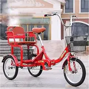 Adult Tricycle Folding Tricycle with Large Basket Back Seat 16inch 3 Wheel Bikes for Seniors Women Men Leisure Picnics&Shopping, Tricycle