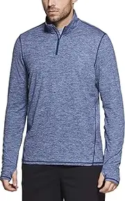 [TSLA] Men's Quarter Zip Thermal Pullover Shirts, Winter Fleece Lined Lightweight Running Sweatshirt