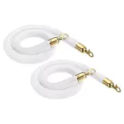 2Pcs White Velvet Stanchion Rope Crowd Control Barrier Rope 1.2M