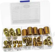 GANAZONO 50pcs Carbon Steel Threaded Screws Wire Thread Insert Thread Repair Inserts Threaded Sleeves Screw Sleeve Threaded Inserts for Metal Inner Thread Self Tapping Thread Inserts Golden