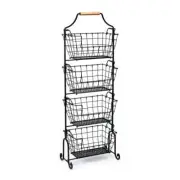 Mikasa Kitchen Storage + Organization Gourmet Basics Laguna Black Metal Basket