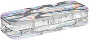 Colorful Cartoon Spaceship Plastic Pencils Box Clear Double Deck Crayon Containers For Stationery Supplies With Lid