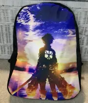New ATTACK ON TITAN BACKPACK Black Full Size School, Books, Travel Adjusts