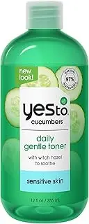 Yes To Cucumbers, Soothing + Calming Toner 2 Fl Oz, Sensitive Skin, Balance Tone, Hydrate, Nourish & Calm Skin Witch Hazel + Aloe Vera, Vegan, 97% Natural