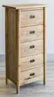 FITAN SOLID OAK WOOD TALLBOY / 5-DRAWER CHEST OF DRAWERS 55X40X(h)120