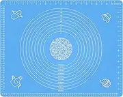 Silicone Baking Mat for Pastry Rolling Dough with Measurements - BPA Free Non Stick and Non Slip Table Sheet Baking Supplies for Bake Pizza Cake 25.6" x 17.7" Blue