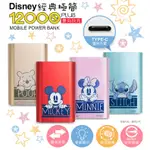 【現貨】【DISNEY】經典極簡 12000PLUS TYPE-C雙向充電行動電源 附收納袋