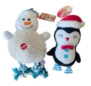 Snowman & Penguin Winter themed Plush Dog Toys Set Stocking Stuffers for dog