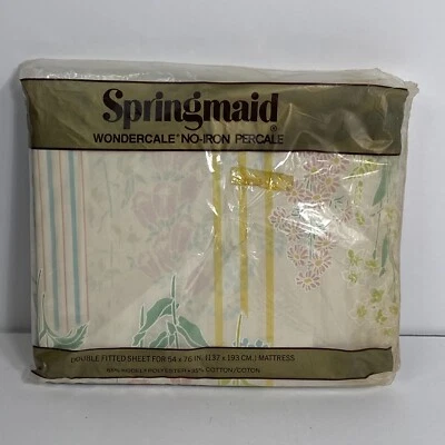 NEW Springmaid Wondercale Double Fitted Sheet 65% Kodel Polyester VTG Made USA