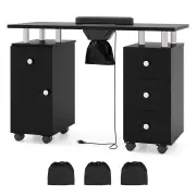 CostwayManicure Table Nail Desk with Electric Dust Collector 3 Dust Bags-Black