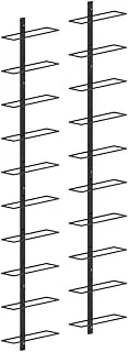 [vidaXL] 2pcs Wall-Mounted Powder-Coated Metal Wine Racks in Black, Holds Up to 20 Bottles