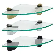 20cm Floating Glass Corner Shelves Bathroom Shelf with Chrome/Black/Gold Bracket