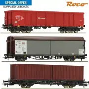Roco HO 1:87 Qty 3x Goods Wagons DB AG German Era VI NEW UNBOXED