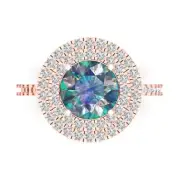 2.47 ct Round Cut Moissanite Gemstone Halo Solitaire with Accents Ring Rose Gold