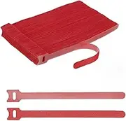 uxcell 100Pcs Reusable Self-Gripping Cable Ties, 8" Hook and Loop Wire Organizers for Power Cords, Data Cables, TV/PC Wires, Chargers - Adjustable & Durable Fabric Straps(Red)