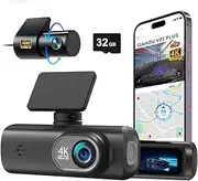 Dash Cam Front and Rear with Free 32GB Card, Built-in WiFi GPS | Front 4K/2.5K and Rear 1080P Dual Dash Camera for Cars | Loop Recording, Night Vision, 170° Wide Angle, Parking Mode, Smart App Control