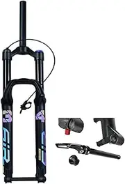 ZECHAO MTB Bicycle Suspension Fork 27.5/29in, Straight Tube 1-1/8" Aluminum Alloy 140mm Travel Thru Axle with Rebound Adjustment Air Fork