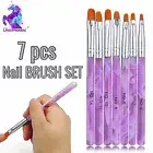 7pcs Purple NAIL BRUSH SET Acrylic UV Builder Nail Gel Polish Art Painting KIT