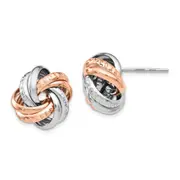 Sterling Silver Rose Rhodium-Plated Post Earrings