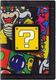 [Super Mario World] Super Mario Question Block Bowser Bob-omb Black Coin & Card Tri-Fold Wallet