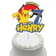 Pokemon Pikachu Cake Topper Personalised Lolly Loot Bag Party Supplies Cupcake