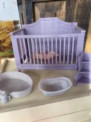 1:6 Scale 3D Printed Doll House Nursery Crib & Mini Baby