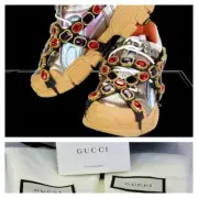 NIB GUCCI FLASHTREK EMBELLISHED CRYSTAL GEM WOMEN METALLIC SNEAKERS 6 US, 36 EU