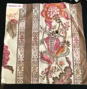 BRUNSCHWIG & FILS Bellary in Rose/Tumeric 18" Jacobean Cotton Fabric Sample