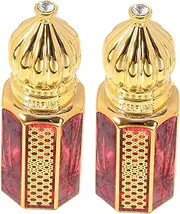 FRCOLOR 2Pcs Refillable Glass Perfume Bottles Vintage Aroma Containers Travel Oil Bottle for Essential Oils Perfumes Portable Leak Resistant Design