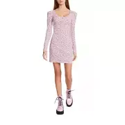 Betsey Johnson Ditsy Printed Heathered Thermal Snap Front Long Sleeve Dress XL