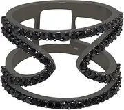[MOONEYE] Round Cut Black Spinel Stone 925 Sterling Silver Half Eternity Stackable Band Ring