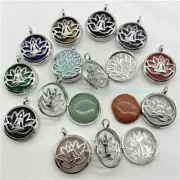 10pcs necklaces meditation yogi lotus flower crystal gemstone jewelry leather