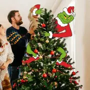 4Pcs Grinch Christmas Decoration Grinch Christmas Tree Topper Head Arm Leg for Christmas Tree Party Supplies Gift Home Decoration